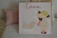 Lienzo de 40 x 40 cm personalizado modelo "niña estrella y osito"